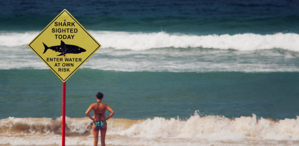 woman-in-beach-with-shark-sign