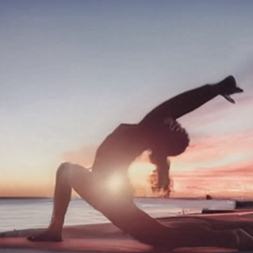 still shot of someone doing yoga from a video generated from text by Meta model 29-sept-2022