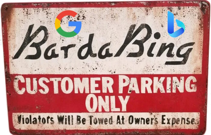 reference to Google's Bard AI and Microsoft's Bing AI compared to conflict at Sopranos Bada Bing