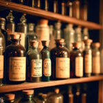 image generated by bing image creator bottle on apothecary shelf